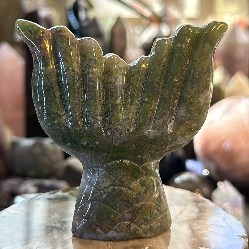 🔥SALE🔥 Moss Agate Mermaid Tail Carving!